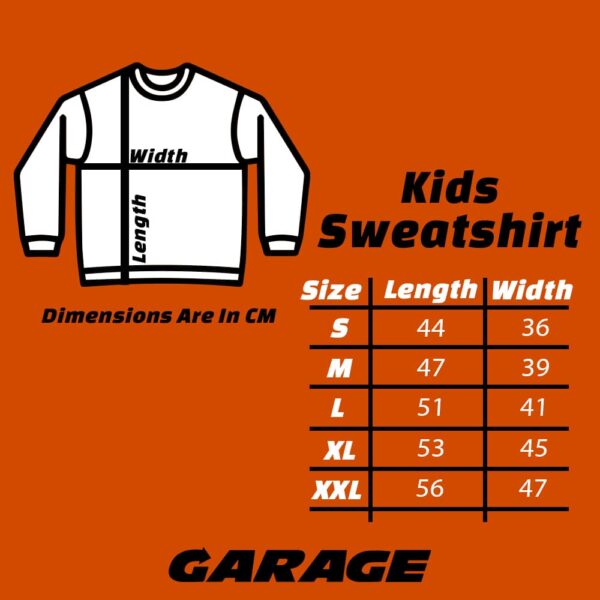 Kids Sweatshirt size chart